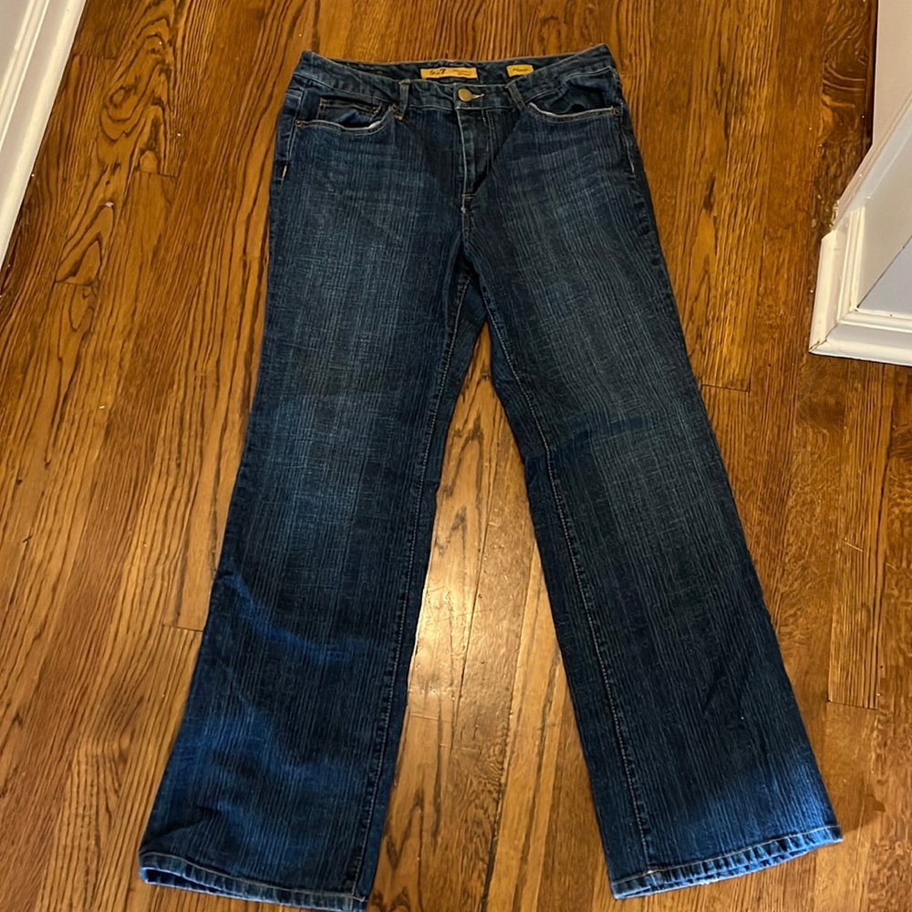Seven7 Flare Dark Wash High Rise Jeans size 12
